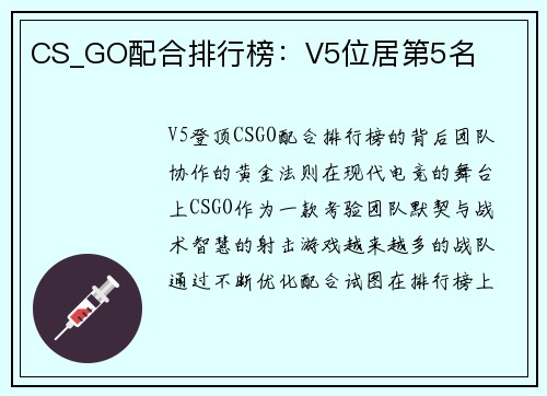 CS_GO配合排行榜：V5位居第5名